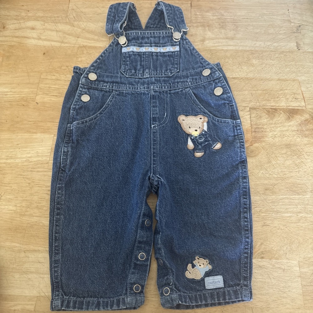Vintage Carter's Overalls Bears Size 6-9 Months Boys Girls Uni